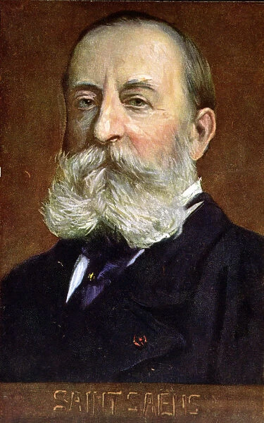 Camille Saint-Saens (1835-1921), French composer, engraved postcard of his age