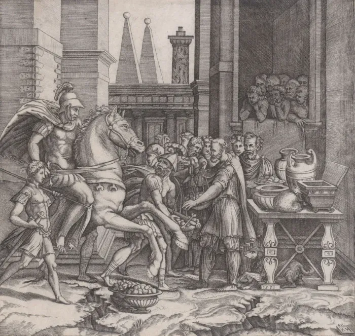 Framed Print : Camillus, dated 1531. Creator: Agostino Veneziano Framed Print : Camillus, dated 1531. Creator: Agostino Veneziano