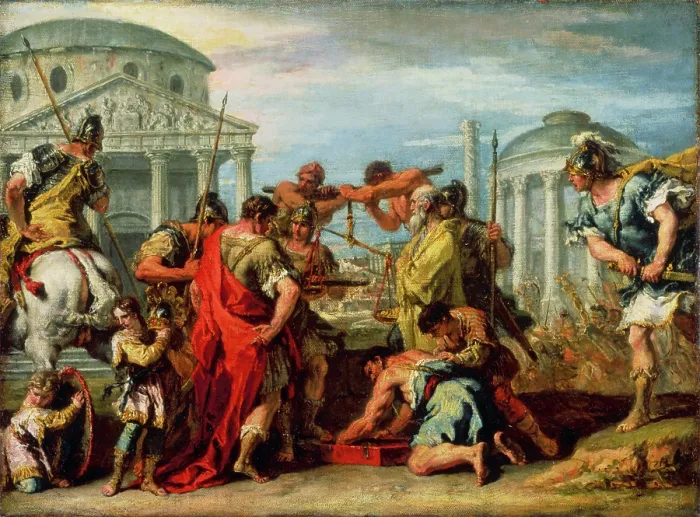 Framed Print : Camillus Rescuing Rome from Brennus, c.between 1716 and 1720. Creator: Sebastiano Ricci Framed Print : Camillus Rescuing Rome from Brennus, c.between 1716 and 1720. Creator: Sebastiano Ricci