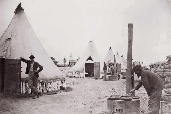 Framed Print : Camp of 153rd New York Infantry, ca. 1861. Creator: Unknown Framed Print : Camp of 153rd New York Infantry, ca. 1861. Creator: Unknown