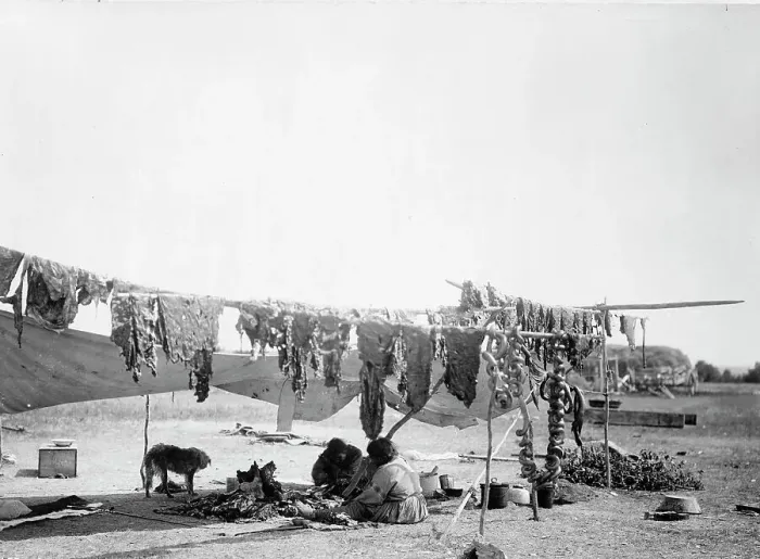 Framed Print : In camp, 1908, c1908. Creator: Edward Sheriff Curtis Framed Print : In camp, 1908, c1908. Creator: Edward Sheriff Curtis