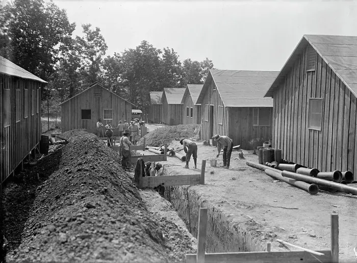 Framed Print : Camp, 1917 or 1918. Creator: Harris & Ewing. Camp, 1917 or 1918. Creator: Harris & Ewing