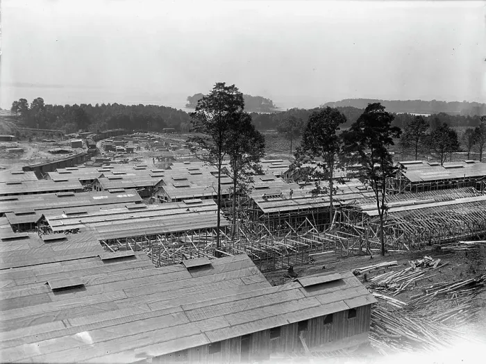 Framed Print : Camp, 1917 or 1918. Creator: Harris & Ewing. Camp, 1917 or 1918. Creator: Harris & Ewing