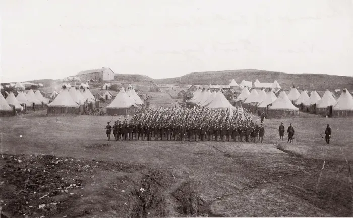 Framed Print : Camp of 34th Massachusetts Infantry near Fort Lyon, Virginia, 1861-65. Creator: Unknown Framed Print : Camp of 34th Massachusetts Infantry near Fort Lyon, Virginia, 1861-65. Creator: Unknown
