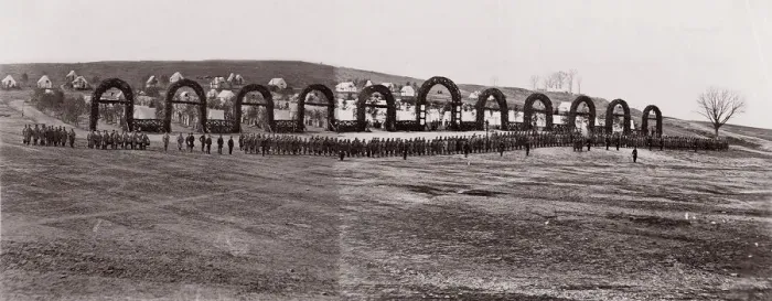 Framed Print : Camp of 44th New York Infantry, 1861-65. Creator: Unknown Framed Print : Camp of 44th New York Infantry, 1861-65. Creator: Unknown