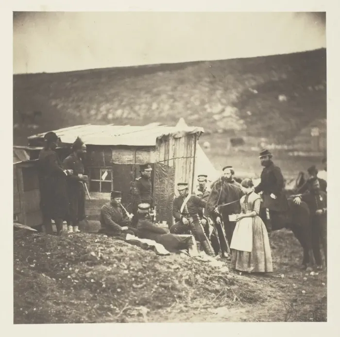 Framed Print : Camp of the 4th Dragoon Guards, convivial party, French & English, 1855 Framed Print : Camp of the 4th Dragoon Guards, convivial party, French & English, 1855