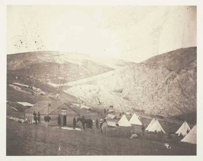 Framed Print : Camp of the 4th Dragoon Guards, near Karyni, 1855. Creator: Roger Fenton