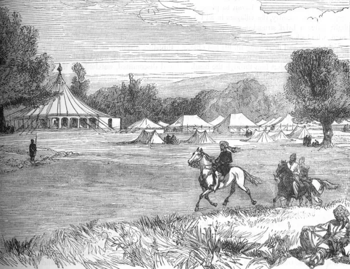Framed Print : Camp of Ameer Yakoub Khan, Gundamuk, c1880 Framed Print : Camp of Ameer Yakoub Khan, Gundamuk, c1880