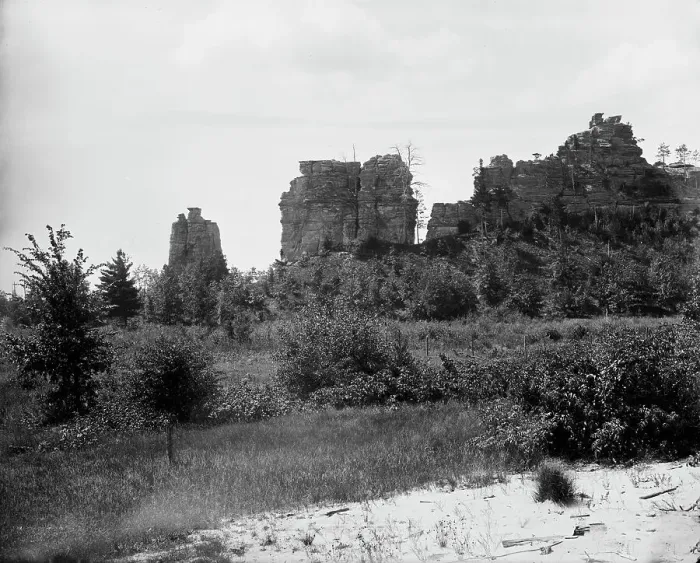 Framed Print : Camp Douglas, Wis. Castle Rocks, between 1880 and 1899. Creator: Unknown Framed Print : Camp Douglas, Wis. Castle Rocks, between 1880 and 1899. Creator: Unknown