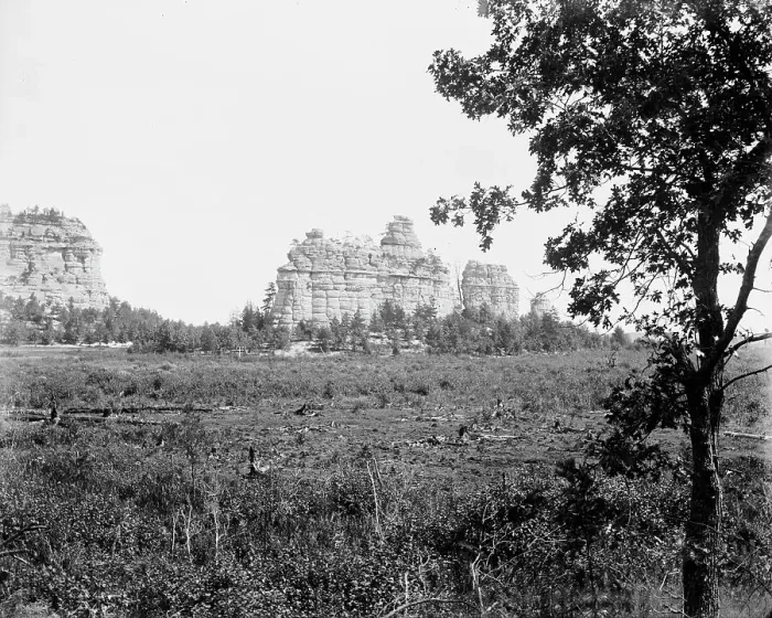 Framed Print : Camp Douglas, Wis. Castle Rocks, distant view, c1898. Creator: Unknown Framed Print : Camp Douglas, Wis. Castle Rocks, distant view, c1898. Creator: Unknown