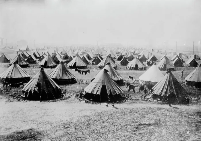 Framed Print : Camp at Galveston, between c1910 and c1915. Creator: Bain News Service Framed Print : Camp at Galveston, between c1910 and c1915. Creator: Bain News Service