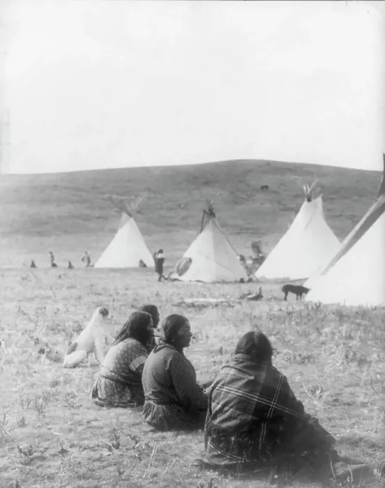 Framed Print : Camp gossips-Atsina, c1908. Creator: Edward Sheriff Curtis Framed Print : Camp gossips-Atsina, c1908. Creator: Edward Sheriff Curtis