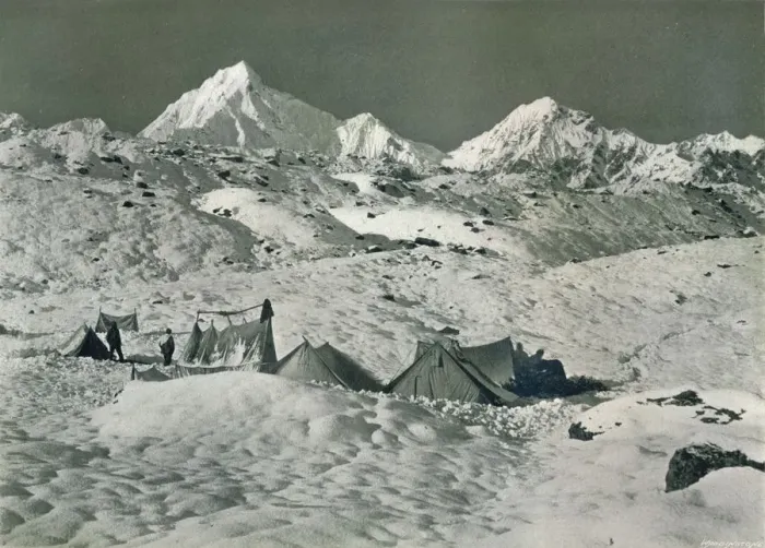 Framed Print : The Camp below Jongsong La, c1903 Framed Print : The Camp below Jongsong La, c1903