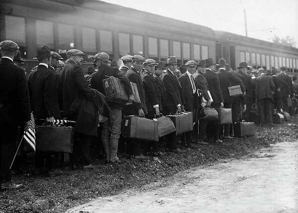Camp Meade #1 - Arrival of Drafted Men, 1917. Creator: Harris & Ewing. Camp Meade #1 - Arrival of Drafted Men, 1917. Creator: Harris & Ewing