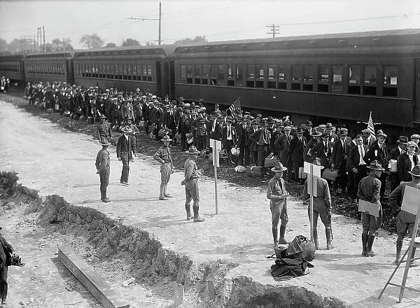 Camp Meade #1 - Arrival of Drafted Men, 1917. Creator: Harris & Ewing. Camp Meade #1 - Arrival of Drafted Men, 1917. Creator: Harris & Ewing