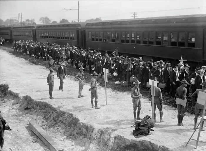 Framed Print : Camp Meade #1 - Arrival of Drafted Men, 1917. Creator: Harris & Ewing. Camp Meade #1 - Arrival of Drafted Men, 1917. Creator: Harris & Ewing Framed Print : Camp Meade #1 - Arrival of Drafted Men, 1917. Creator: Harris & Ewing. Camp Meade #1 - Arrival of Drafted Men, 1917. Creator: Harris & Ewing