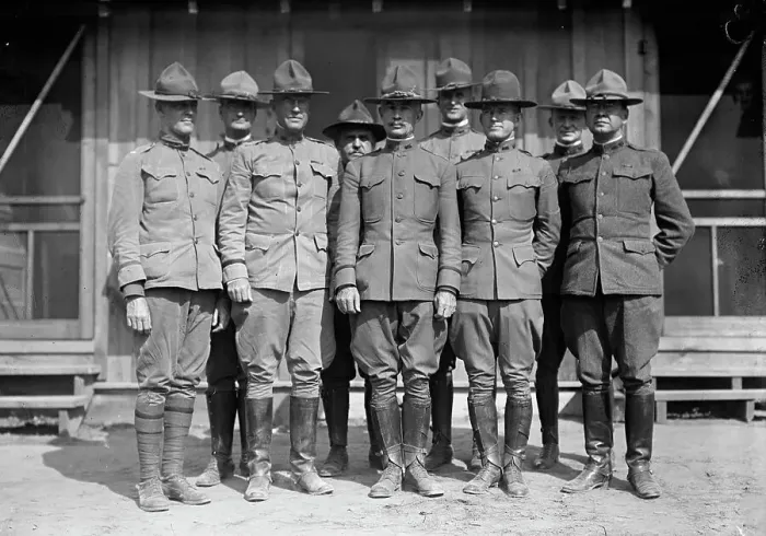 Framed Print : Camp Meade #1 - General Kuhn And Staff, 1917. Front: Col. Huntington; Lt. Col. Tenney Ross... Creator: Harris & Ewing. Camp Meade #1 - General Kuhn And Staff, 1917. Front: Col. Huntington; Lt. Col. Tenney Ross... Creator: Harris & Ewing Framed Print : Camp Meade #1 - General Kuhn And Staff, 1917. Front: Col. Huntington; Lt. Col. Tenney Ross... Creator: Harris & Ewing. Camp Meade #1 - General Kuhn And Staff, 1917. Front: Col. Huntington; Lt. Col. Tenney Ross... Creator: Harris & Ewing