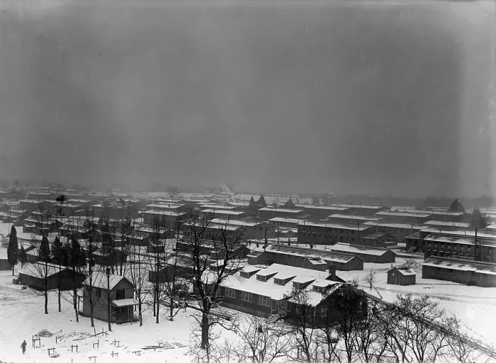 Framed Print : Camp Meade, Maryland - Winter Views, 1917. Creator: Harris & Ewing. Camp Meade, Maryland - Winter Views, 1917. Creator: Harris & Ewing Framed Print : Camp Meade, Maryland - Winter Views, 1917. Creator: Harris & Ewing. Camp Meade, Maryland - Winter Views, 1917. Creator: Harris & Ewing