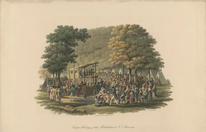 Framed Print : Camp meeting of the Methodists in North America, ca 1819 Framed Print : Camp meeting of the Methodists in North America, ca 1819