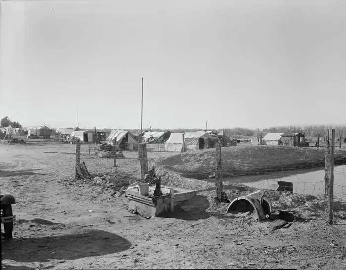 Framed Print : Camp of migratory workers, Imperial County, California, 1937. Creator: Dorothea Lange