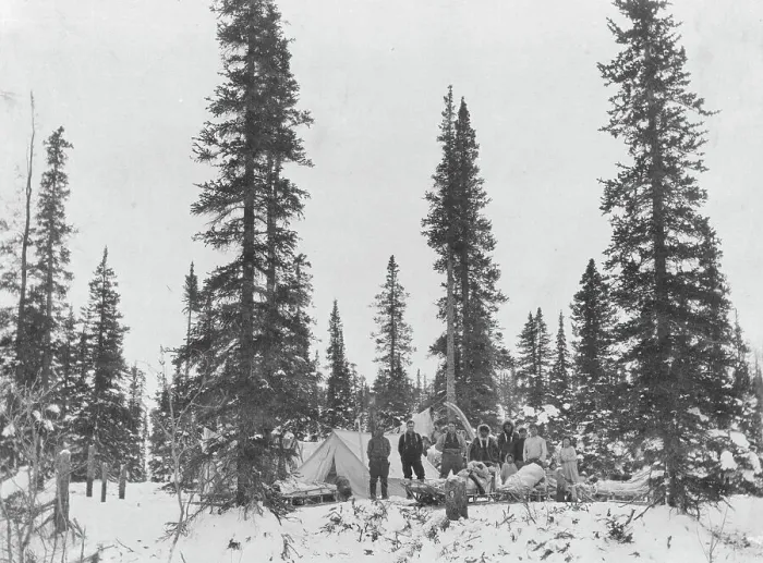 Framed Print : Camp north of the Arctic Circle, between c1900 and c1930. Creator: Unknown Framed Print : Camp north of the Arctic Circle, between c1900 and c1930. Creator: Unknown