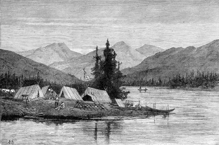 Framed Print : Camp on the Skeena River, British Columbia, 1881. Creator: Unknown Framed Print : Camp on the Skeena River, British Columbia, 1881. Creator: Unknown