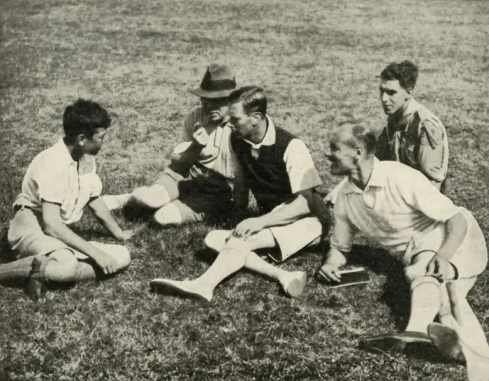 Framed Print : In Camp at Southwold, Suffolk: A Friendly Chat, 1937. Creator: Unknown