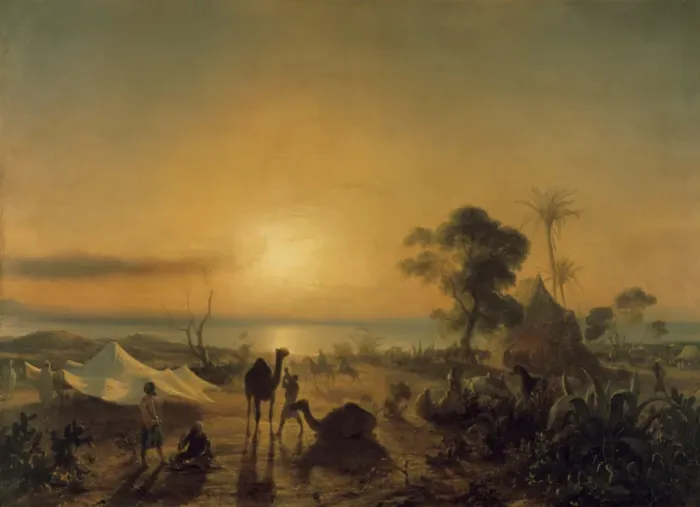 Framed Print : The Camp at Staoueli, 1830. Artist: Theodore Gudin Framed Print : The Camp at Staoueli, 1830. Artist: Theodore Gudin