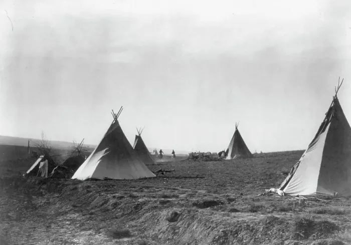 Framed Print : Camp at Stony Lake, c1905. Creator: Edward Sheriff Curtis Framed Print : Camp at Stony Lake, c1905. Creator: Edward Sheriff Curtis
