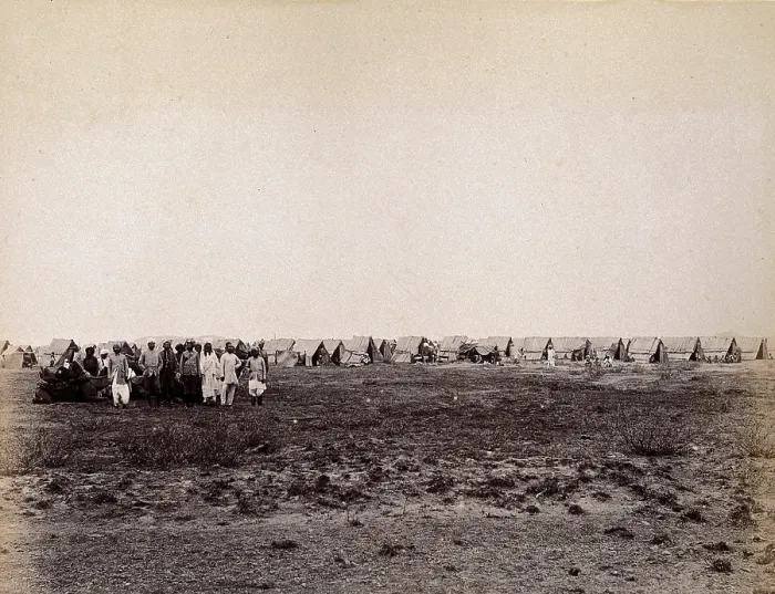 Framed Print : A camp of wigwams, during the outbreak of bubonic plague in Karachi, India, 1897. Creator: Unknown Framed Print : A camp of wigwams, during the outbreak of bubonic plague in Karachi, India, 1897. Creator: Unknown