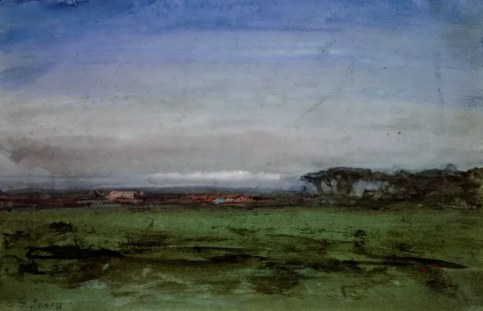 Framed Print : Across the Campagna, 1872. Creator: George Inness Framed Print : Across the Campagna, 1872. Creator: George Inness