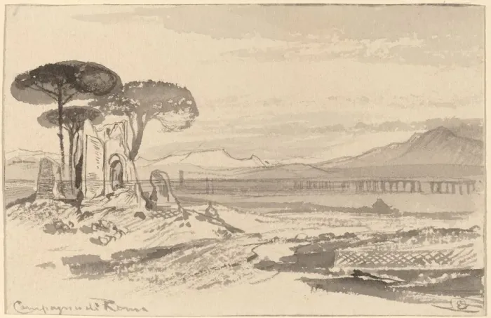 Framed Print : Campagna di Roma, 1884 / 1885. Creator: Edward Lear Framed Print : Campagna di Roma, 1884 / 1885. Creator: Edward Lear