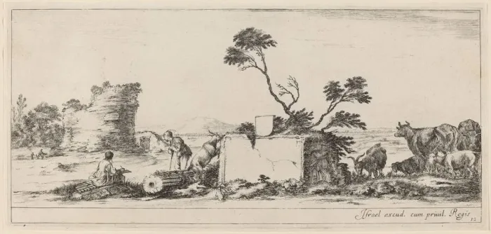 Framed Print : Campagna Scene with Artist Sketching, in or before 1647. Creator: Stefano della Bella Framed Print : Campagna Scene with Artist Sketching, in or before 1647. Creator: Stefano della Bella