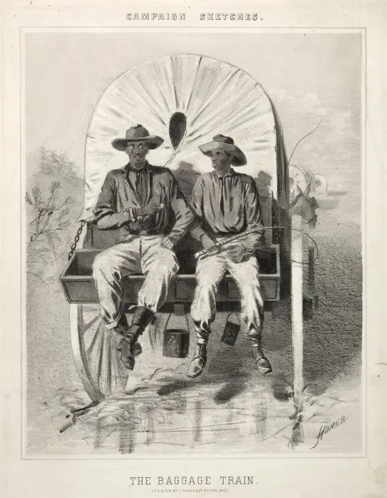 Framed Print : Campaign Sketches: The Baggage Train, 1863. Creator: Winslow Homer (American, 1836-1910)