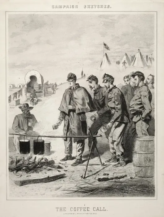 Framed Print : Campaign Sketches: The Coffee Call, 1863. Creator: Winslow Homer (American, 1836-1910) Framed Print : Campaign Sketches: The Coffee Call, 1863. Creator: Winslow Homer (American, 1836-1910)