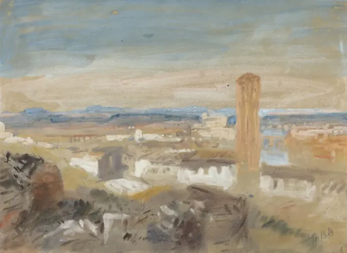 Framed Print : A Campanile among Ruins. Creator: Hercules Brabazon Brabazon Framed Print : A Campanile among Ruins. Creator: Hercules Brabazon Brabazon