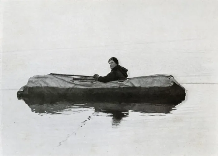 Framed Print : Campbell Afloat in a Kayak, 1911, (1913). Artist: G Murray Levick Framed Print : Campbell Afloat in a Kayak, 1911, (1913). Artist: G Murray Levick