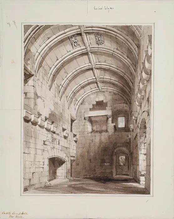 Framed Print : Campbell Castle - The Hall, 1850. Creator: Robert William Billings Framed Print : Campbell Castle - The Hall, 1850. Creator: Robert William Billings