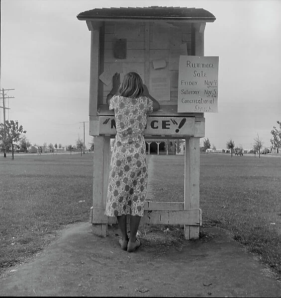 Campers bulletin board, Shafter camp, California, 1938. Creator: Dorothea Lange
