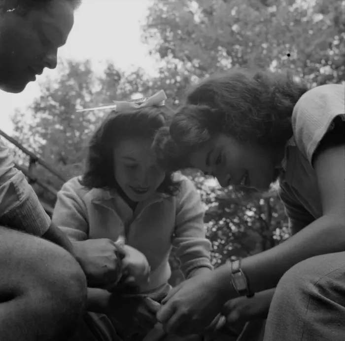Framed Print : Campers helping with the kitchen work at Camp Ellen Marvin, Arden, New York, 1943. Creator: Gordon Parks