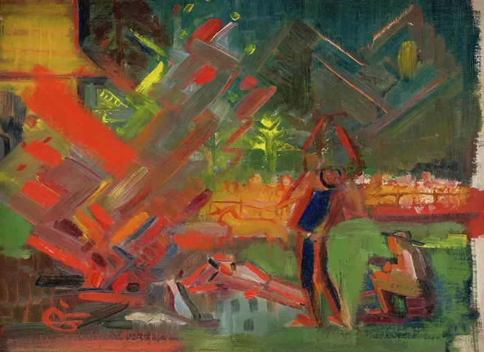 Framed Print : By the Campfire, 1940-1944. Creator: Arnold Peter Weisz-Kubincan Framed Print : By the Campfire, 1940-1944. Creator: Arnold Peter Weisz-Kubincan