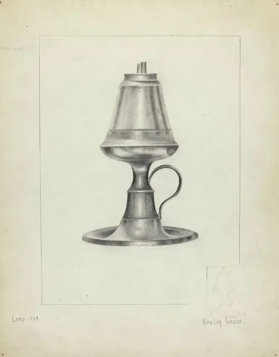 Framed Print : Camphene Lamp, 1935 / 1942. Creator: Amelia Tuccio Framed Print : Camphene Lamp, 1935 / 1942. Creator: Amelia Tuccio
