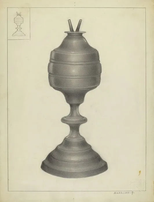 Framed Print : Camphene Lamp, 1935 / 1942. Creator: Arsen Maralian Framed Print : Camphene Lamp, 1935 / 1942. Creator: Arsen Maralian