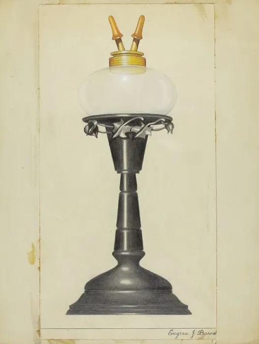 Framed Print : Camphene Lamp, 1935 / 1942. Creator: Eugene Barrell Framed Print : Camphene Lamp, 1935 / 1942. Creator: Eugene Barrell