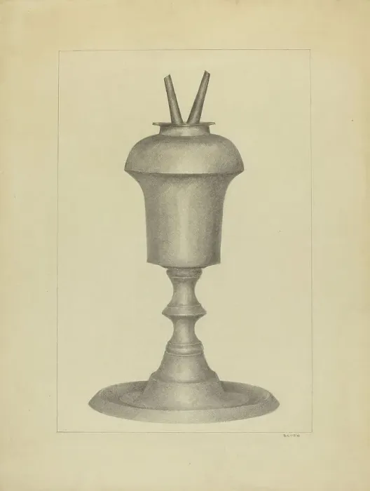Framed Print : Camphene Lamp, c. 1936. Creator: E. Dorsey Bruen Framed Print : Camphene Lamp, c. 1936. Creator: E. Dorsey Bruen