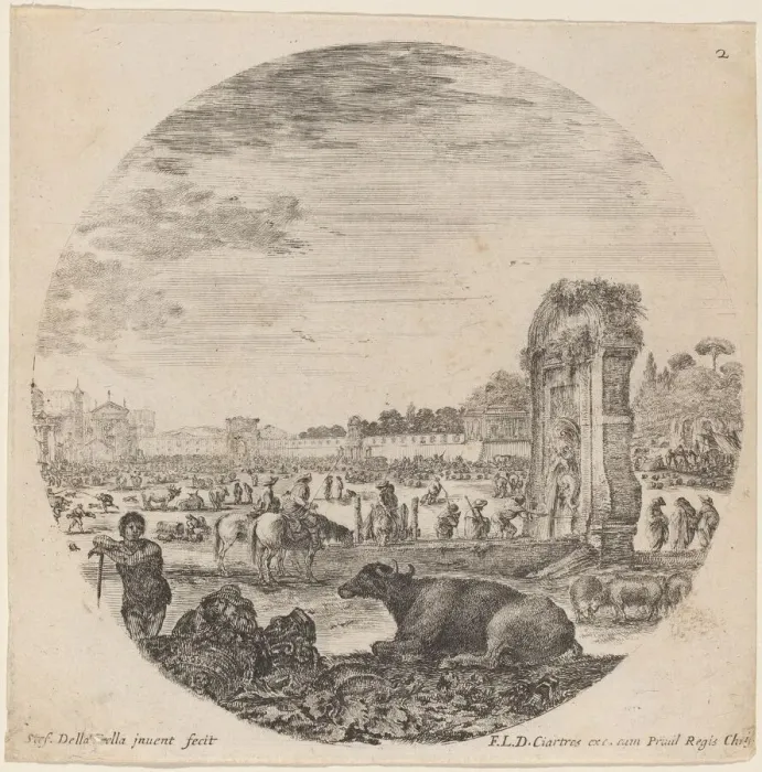 Framed Print : Campo Vaccino, 1646. Creator: Stefano della Bella Framed Print : Campo Vaccino, 1646. Creator: Stefano della Bella