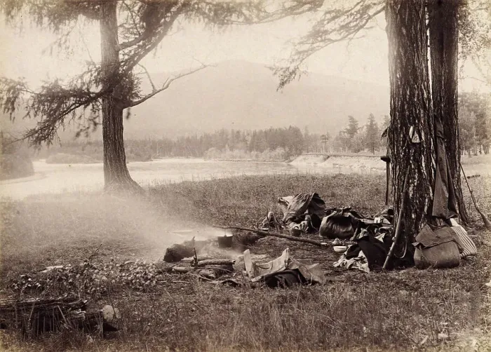 Framed Print : Campsite Along the Pskem River. The Great Yenisei, 1897. Creator: Unknown Framed Print : Campsite Along the Pskem River. The Great Yenisei, 1897. Creator: Unknown