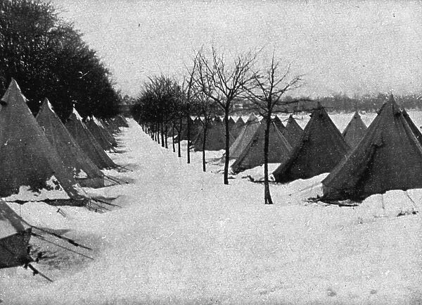 In Canada: The Halifax Explosion; Tents in the snow for survivors, 1917. Creator: Unknown