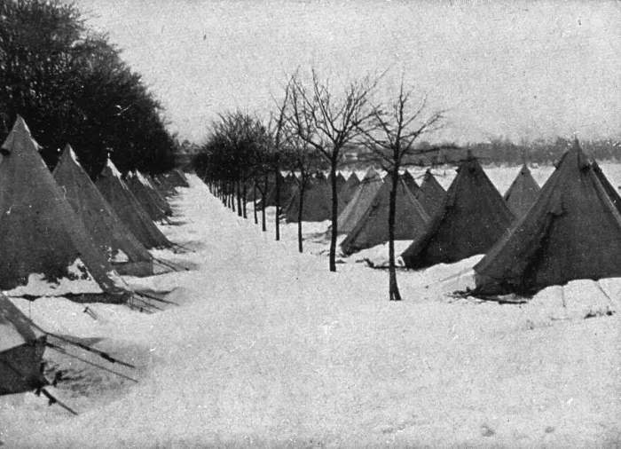 Framed Print : In Canada: The Halifax Explosion; Tents in the snow for survivors, 1917. Creator: Unknown Framed Print : In Canada: The Halifax Explosion; Tents in the snow for survivors, 1917. Creator: Unknown
