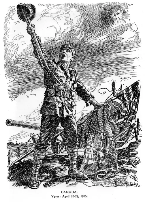 Framed Print : Canada, Ypres, April 23-24 1915, (1920). Artist: Bernard Partridge Framed Print : Canada, Ypres, April 23-24 1915, (1920). Artist: Bernard Partridge